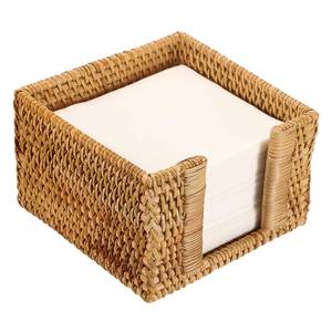 lot 16147 image: Sumnacon Napkin Holder,Square Rattan Napkin Holder Table Wicker Countertop,Cocktail Napkin Holders for Kitchen Dining Table Counter Natural Napkin Basket for Picnic Wedding Party - Retail $20