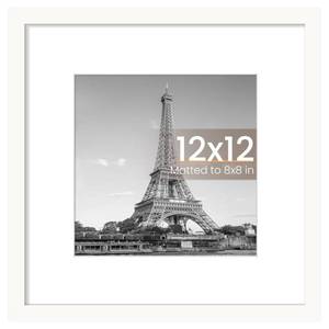 lot 16148 image: upsimples 12x12 Picture Frame, Display Pictures 8x8 with Mat or 12 x 12 Without, Wall Hanging Square Frames, White, 1 Pack - Retail $10