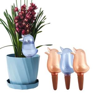 lot 16152 image: 4 Pack Self Watering Spikes, Indoor Plant Watering Globes, Bird Shape Automatic Irrigation Spikes,Plant Watering Devices (Red&Blue) - Retail $10