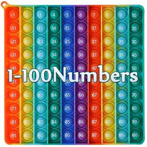 lot 16154 image: AK-SHIP 7.8in Big Size P0pp Math Toys , Rainbow Square Fidget Ttoy 100bubbles Stress Relieving Fidget Game for Teachers to Create Kinds of Math Manipulatives��with 1-100 Numbers Tables�� - Retail $8