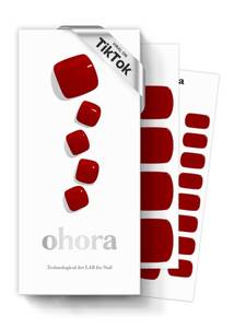lot 16156 image: ohora Semi Cured Gel Pedi Strips (P Basic Pedicure no.4) - Red, Solid, Works with Any UVLED Lamps, Salon-Quality, Long Lasting, Easy to Apply & Remove - Includes 2 Prep Pads, Nail File & Wooden Stick - Retail $14