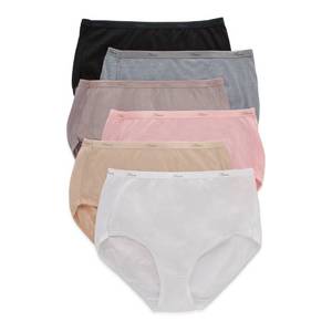 lot 16157 image: Hanes Womens Panties Pack, 100% Cotton Underwear, Moisture-Wicking Underwear, Ultra-Soft and Breathable Briefs, Tagless Multipack, 6 SM - Retail $10
