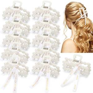 lot 16158 image: Hotop 11 Pcs Pearl Hair Clips - 3.15 Inch Hair Claw Clips for ThickThin Hair, Bridesmaid Accessories, Wedding Party Gift - Retail $16