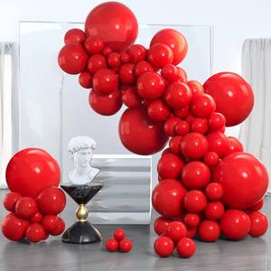 lot 16173 image: PartyWoo Red Balloons 140pcs Different Sizes of 18 12 10 5 Inch Matte Red Latex Balloon Arch Kit Garland for Birthday Graduation Bachelorette Cherry Casino Movie Theme Party Decorations Red-Y57 - Retail $10