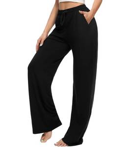 lot 16177 image: OLIKEME Sweatpants for Women Comfy Loose Yoga Pants with Pockets Wide Leg Lounge Pants for Women (Black-2XL) - Retail $20