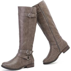 lot 17168 image: Ruiee Womens Knee High Boots Classic Comfort Riding Combat Boot Round Toe Side Zipper Long Tall Fall Winter Boots for Women.230305 Dark Grey PU Size9 - Retail $57