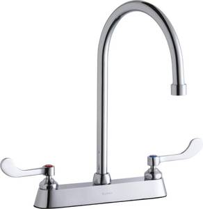 lot 17179 image: Elkay LK810GN08T4 1.5 GPM Centerset Food Service Faucet - Includes Escutcheon - Chrome - Retail $303