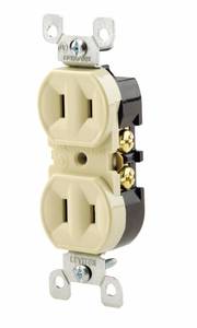 lot 18268 image: Leviton 15 Amp, 125 Volt, Duplex Receptacle, Residential Grade, Non-Grounded, 223-I, Ivory - Retail $6