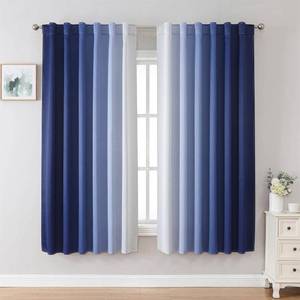 lot 18273 image: MIUCO Blackout Curtains & Drapes for Bedroom Living Room 63 Inch Length Navy Blue and White Room Darkening Ombre Curtains Rod Pocket & Back Tab Curtains Thermal Insulated Light Blocking 2 Panels Set - Retail $40