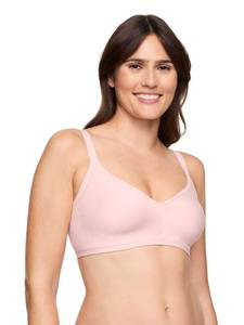 lot 18278 image: Warners Womens Blissful Benefits Underarm-Smoothing with Seamless Stretch Wireless Lightly Lined Bra, Rosewater - Retail $13