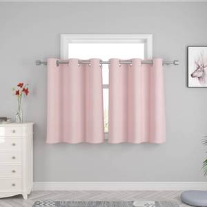 lot 18281 image: UPOPO Pink Kitchen Tier Curtains Over Sink 36 inches Long Linen Textured Cafe Curtains Short Bathroom Privacy Small Mini Half Window Curtain Cabinet Caravan Basement 2 Panels Grommet Top - Retail $17