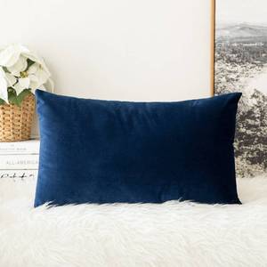 lot 18287 image: MIULEE Velvet Pillow Cover Soft Luxury Decorative Throw Pillow Cover Single Rectangle Cushion Case for Couch Sofa Bedroom Car Decor,12x20 Inch Dark Blue - Retail $10