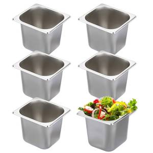 lot 19481 image: 6 Pack 16 Size 6 Inch Deep Hotel Pan, Stainless Steel Steam Table Pans, Stackable Catering Metal Pan Commercial Food Pans for Kitchen Restaurant Buffet Party Supplies - Retail $37