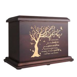 lot 19490 image: Cremation Memorial Urns for Human Ashes Adult Male Female, Wooden Box and Casket for Ashes Men Women Child, Large Burial Funeral Urns, Holds Up to 270 LBS DAMAGED  - Retail $43
