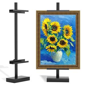 lot 19495 image: Victawks Adjustable Tabletop Easel Stand, Picture Easels for Display Up to 29 H, Metal Picture Frame Holder Stand Table for Art, Photo (Black) - Retail $29