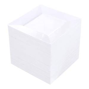 lot 19513 image: bUCLA 100PCS White Square Plastic Plates-6inch Disposable Cake Plates- Premium Hard Square Small Appetizer Plates for WeddingParty - Retail $38