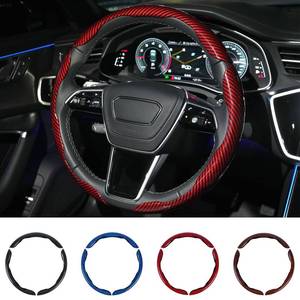 lot 20157 image: Hiseanllo Carbon Fiber Steering Wheel Cover 3PCS Set �� Anti-Slip, Scratch-Resistant, Universal Fit for 14��16 Inch Wheels �� Interior Car Accessories for Cars, SUVs, Trucks (Red) - Retail $20