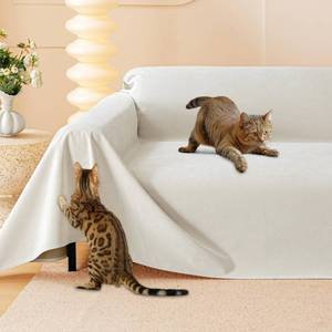 lot 20166 image: Cat Scratch Furniture Protector - Anti-Slip, Waterproof Sofa Cover to Keep Cats Off, Pet-Friendly Couch Protectors for 3 Cushion Couch, Beige Anti-Scratch Couch Cover for Pets and Kids 118X71 - Retail $60