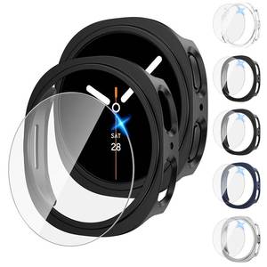 lot 20190 image: Tensea 55Pack for Samsung Galaxy Watch 8 Screen Protector Case 44mm Accessories, Hard PC BumperHD Anti-Fog Tempered Glass Protective Film, Face Cover Set, Galaxy Watch 8 Case for Women Men - Retail $10