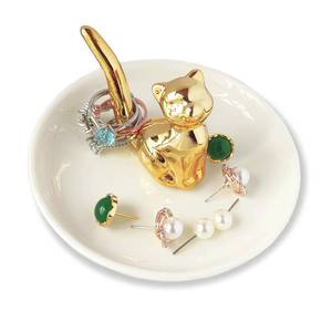 lot 20191 image: Bealuffe Ring Holder Ceramic Ring Dish for Jewelry Wedding Engagement Cute Ceramic Ring Tray Holder (Cat Style) - Retail $8