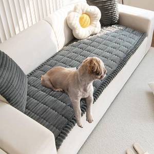 lot 20193 image: Gumfolk Non Slip Fuzzy Pet Couch Covers for Sofa, Washable Couch Cushion Covers for Large Dogs - Retail $27