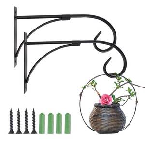 lot 20201 image: Citrine Garden Simply Style Metal Hanging Plant Brackets 10inch, Pack of 2, Wall Mount Plant Hangers, Planter Hooks for Flower Baskets, Bird Feeders in CorridorPatioPorchGarden - Retail $11
