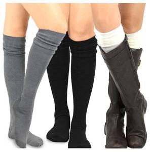 lot 20209 image: Cute Vintage Classic Slouchy Over the Knee Socks for Women and Girls 3 Pair (Soft Top)&nbsp