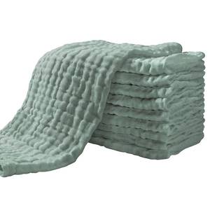 lot 20210 image: Yoofoss Muslin Burp Cloths for Baby 10 Pack 100% Organic Cotton Baby Washcloths for Boys Girls Large 20X10 Super Soft and Absorbent Dark Green - Retail $18