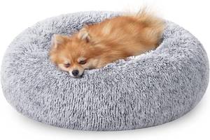 lot 20215 image: JOLLYVOGUE Calming Dog & Cat Bed for Small Dogs, Anti-Anxiety Donut Cuddler Cozy Soft Round Bed with Anti-Slip Bottom, Fluffy Faux Fur Plush Cushion Beds for Small Medium Dogs (20) - Retail $12