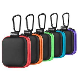 lot 20229 image: SUNGUY 5-Pack Earbud Case, Portable EVA Small Earbuds Carrying Case Storage Bag Organizer with Carabiners for Earphones, Earbuds, Earpieces, SD Memory Card, Camera Chips - Retail $9