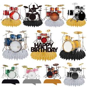 lot 20236 image: Drum Honeycomb Centerpieces 12Pcs Drum Birthday Party Table Centerpieces Drum Music Party Table Decorations for Drummer Birthday Party Drum Theme Baby Shower Supplies - Retail $10