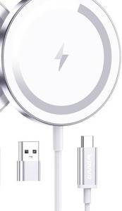 lot 20239 image: WRVVR for Apple Mag-Safe Charger (only 1), Magnetic Wireless Charger for iPhone 1717 Pro17 Pro MaxAir16 15 14 13 12 Pro Max Plus mini,15W Fast Charging Pad,for Airpods Pro 3 Magnet, Silver - Retail $12