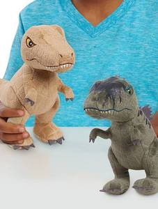 lot 20243 image: Jurassic World 7-inch Small Plush Stuffed Animal 2-Pack, Carnotaurus & Giganotosaurus, Dinosaur, Kids Toys for Ages 3 Up by Just Play - Retail $17