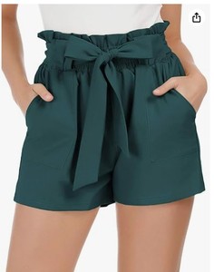 lot 2454 image: GRACE KARIN Women Summer Casual Shorts with Pockets Bowknot Tie Waist, Size Small