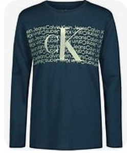 lot 16086 image: Calvin Klein Big Boys Long Sleeve Logo On Logo T-shirt M (1012) - Retail $30