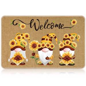 lot 10244 image: Zhanmai Welcome Mats Door Mat Indoor Entrance Cute Decorative Outdoor Doormats Non Slip Outside Door Mats for Front Spring Rugs, 16 x 28(Sunflower) - Retail $10