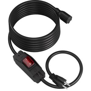 lot 10251 image: STARELO Extension Cord with ONOff Waterproof Switch,Extension Cord with Switch 3-Prong Outdoor 1875W,Black Heavy Duty, 143 SJTW 15A 125V Grounded Plug Receptacle.(10FT,Black) - Retail $28
