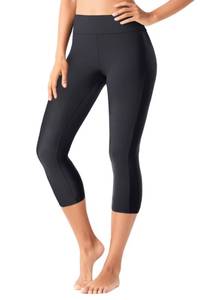 lot 10254 image: Pinup Fashion Swim Capris Women Black Swimming Pants Leggings Swimwear High Waisted UV Swim Tights S - Retail $18