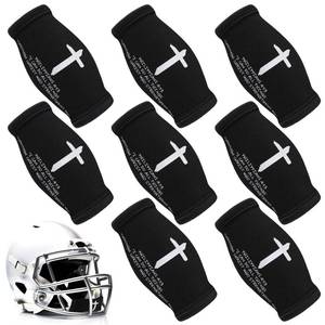 lot 10255 image: Flutesan 8 Pcs Cross Faith Football Chin Strap Cover Football Helmet Chin Pad Cover Compatible with Virtually All Rugby Helmets for Youth Adult - Retail $15
