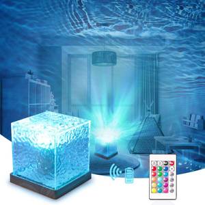lot 10256 image: RICHMYC Ocean Wave Projector Light, 16 Colors Gradual Rotating Water Lamp with Remote Control, Beach Decor Sea Themed Northern Lights Projector for Office Bedroom Bar Restaurant(Wood) - Retail $16