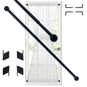 lot 10273 image: ARNORX Premium Adjustable Curtain Rod for French Doors, Kitchen Curtain & Small Window, 38 Inch Diameter, 2 Pack, Black - Retail $18