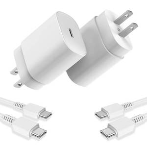lot 10276 image: Type C Charger, 2 Pack 25W PD USB C Wall Charger Super Fast Charging Block & 6ft Android Phone Charger Cable for Samsung Galaxy S23 S22 S21 S20 Plus Ultra, Note 20 10 9 8 S10 S9 S8 Pixel 6 5 4 Pro XL - Retail $15
