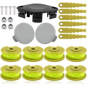 lot 10279 image: BOOTOP PIN ACFHRL2 Bladed Trimmer Head with AC80RL3 Replacement Spool, AC14HCA Spool Cap Compatible with Ryobi 18V 24V 40V String Trimmer Weed Eater Parts (23 Pack) - Retail $20
