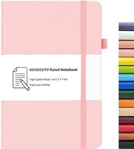 lot 10282 image: BGHEOUYV Notebook Journal, College Ruled Notebook Lined A5 160 Pages,Hard Cover Journals for Writing, Notebooks for Work Office School Women Men,5.7 inches x 8.4 inches(Pink