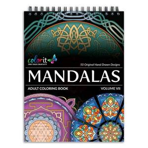 lot 12221 image: ColorIt Mandalas Volume VII Spiral Bound Adult Coloring Book with 50 Mandala Patterns for Relaxation and Stress Relief - Includes Perforated Pages, Thick Paper, Hardback Covers, and Blotter Page - Retail $17