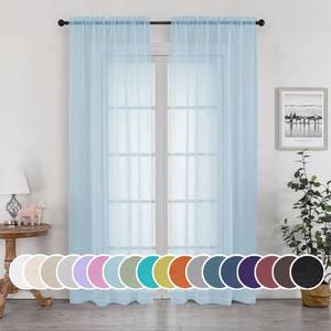 lot 12237 image: OWENIE Light Blue Sheer Curtains 84 inches Long for Bedroom Living Room 2 Panels Set, Privacy Rod Pocket Light Filtering Voile Sheer Curtains, Airy Farmhouse Curtains, 42Wx84L inch, Sky Blue - Retail $13