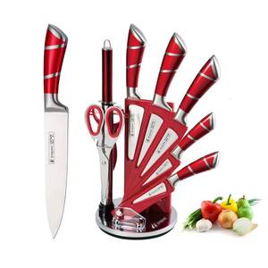 lot 15002 image: Kitchen Knife Stand, Holds 9 Knives Red Kitchen Knife Acrylic Block (Red) - Retail $28