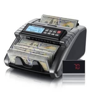 lot 15008 image: LOLARAN AL1000 Money Counter Machine with Value Counting, Support Dollar and Euro, UV, MG, MT, IR, DD Counterfeit Detection, Cash Counter with LCD Display, Batch and Add, 1,000 NotesMin - Retail $100