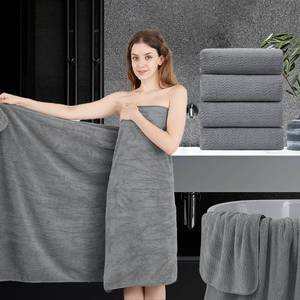 lot 15016 image: 4 Piece Oversized Bath Sheet Set 35x70 Grey - Extra Large Highly Absorbent Quick Dry Premium Towels for Bathroom, Spa, Gym, Hotel - 600GSM Shower Towel for Daily Use - Retail $47