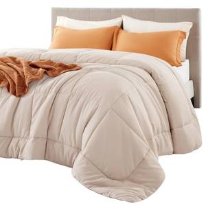 lot 15020 image: Bedsure Comforter Duvet Insert - Quilted Comforters Queen Size, All Season Duvet, GentleSoft Down Alternative Bedding, with 8 Tabs, Gifts for WomenMen, Beige, Queen 88 x 88 Inches - Retail $42